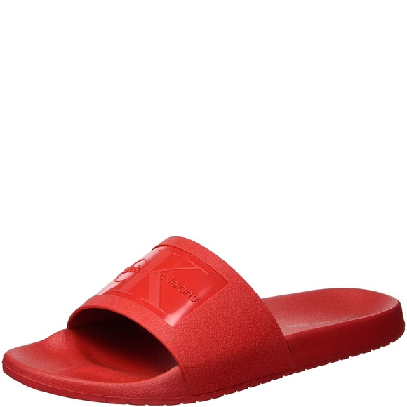 calvin klein red slides